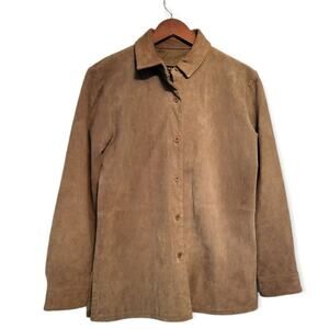 Dialogue Leather Jacket Shacket Tan Camel Brown XS